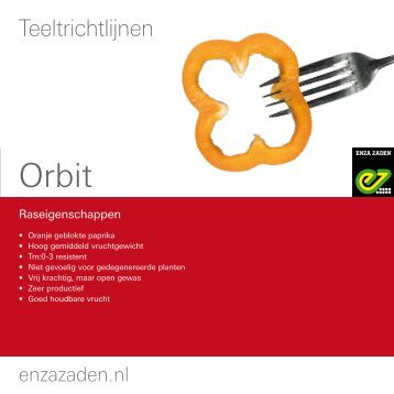 Teeltinformatie Orbit 2016