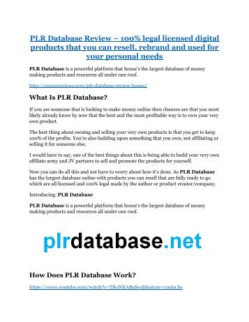 PLR Database review & PLR Database (Free) $26,700 bonuses