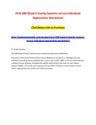 PCN 500 Week 6 Family Systems versus Individual Approaches Worksheet