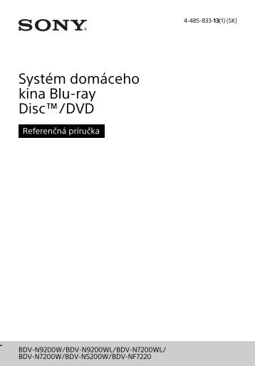 Sony BDV-N9200W - BDV-N9200W Guide de rÃ©fÃ©rence Slovaque