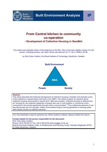 From Central kitchen to community co-operation - KTH