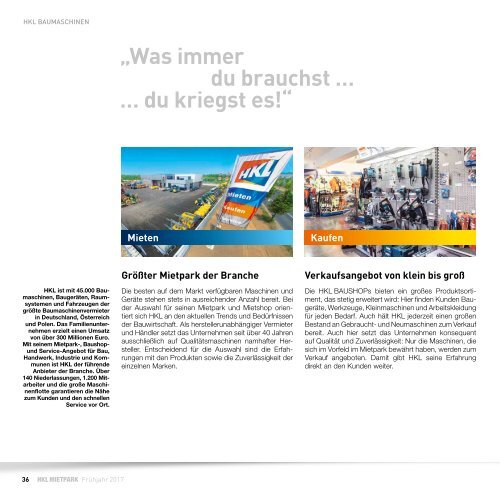 HKL MIETPARK MAGAZIN | Frühjahr 2017