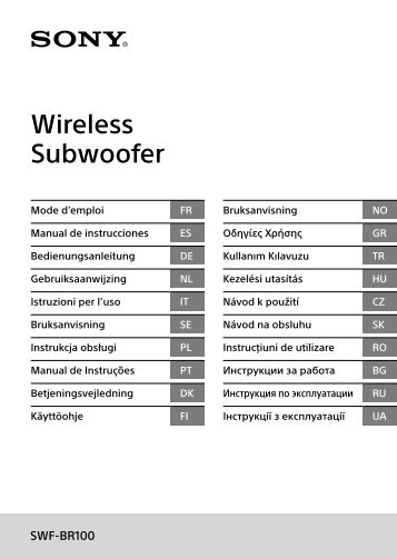 Sony SWF-BR100 - SWF-BR100 Mode d'emploi NÃ©erlandais