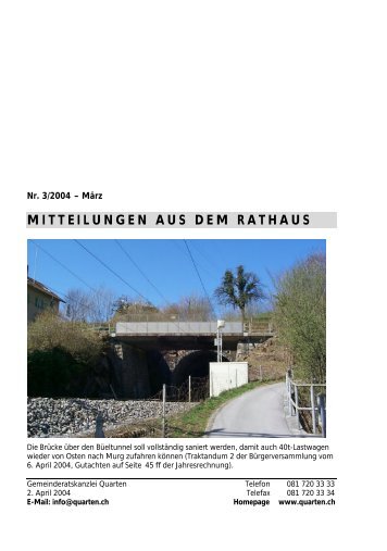 MITTEILUNGEN AUS DEM RATHAUS - Gemeinde Quarten