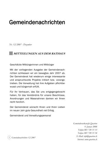 Gemeindenachrichten Gemeindenachrichten - Gemeinde Quarten