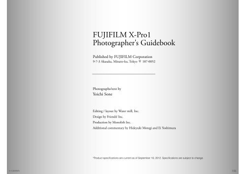 FUJIFILM X-Pro1 Photographes's Guidebook