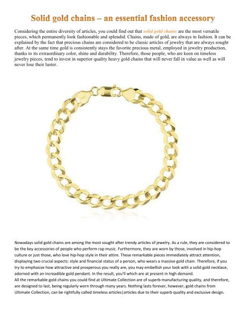 Solid gold chains – an essential fashion accessory