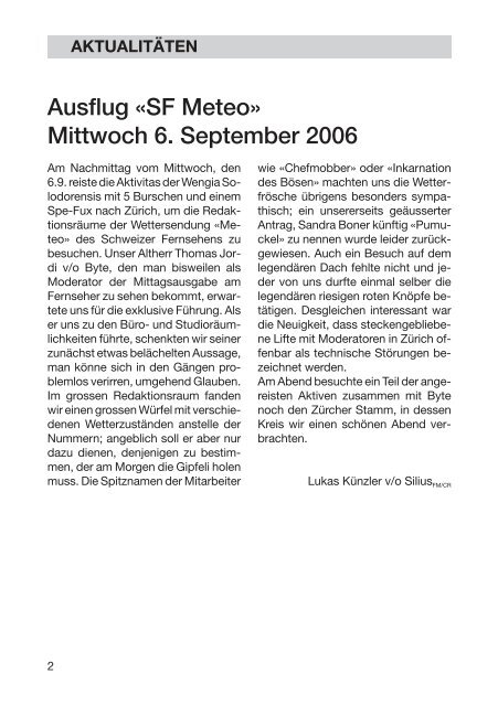 Der Wengianer Nr.2 - Oktober 2006 - Wengia Solodorensis