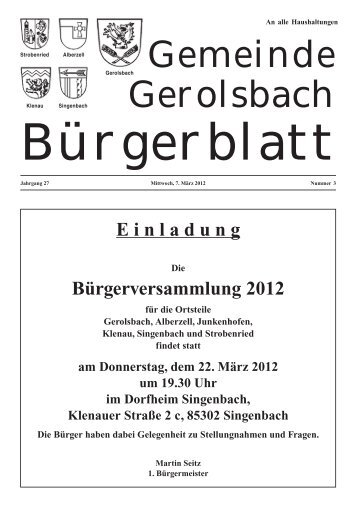 Bürgerblatt vom März 2012 - Neu!