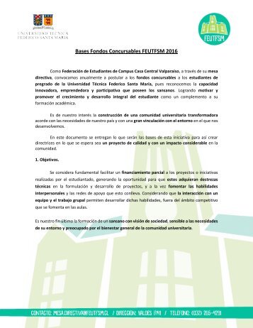 Bases Fondos Concursables FEUTFSM 2017