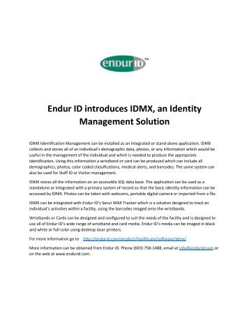 Endur ID introduces IDMX, an Identity Management Solution