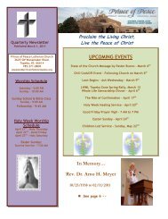 In Memory… Rev. Dr. Arno H. Meyer UPCOMING EVENTS