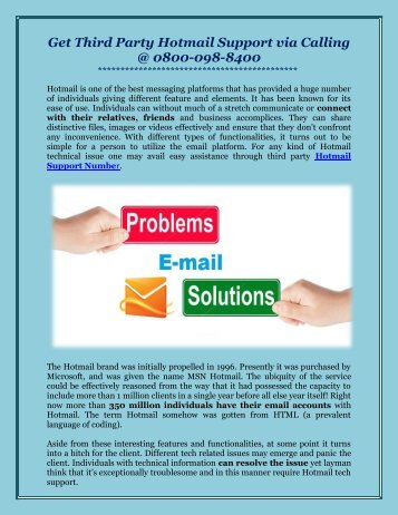 Get Third Party Hotmail Support via Calling on 0800-098-8400