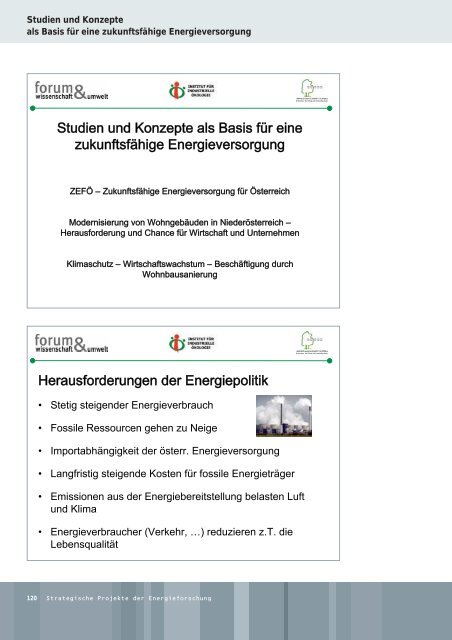 Strategische Projekte der Energieforschung