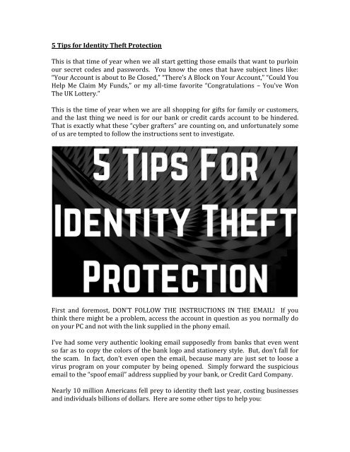 5 Tips for Identity Theft Protection