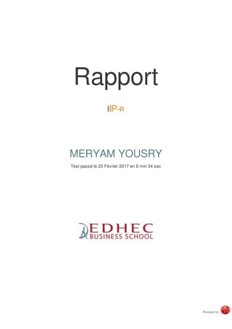 Rapport du Inventaire des Intérêts Professionnels-R de MERYAM YOUSRY