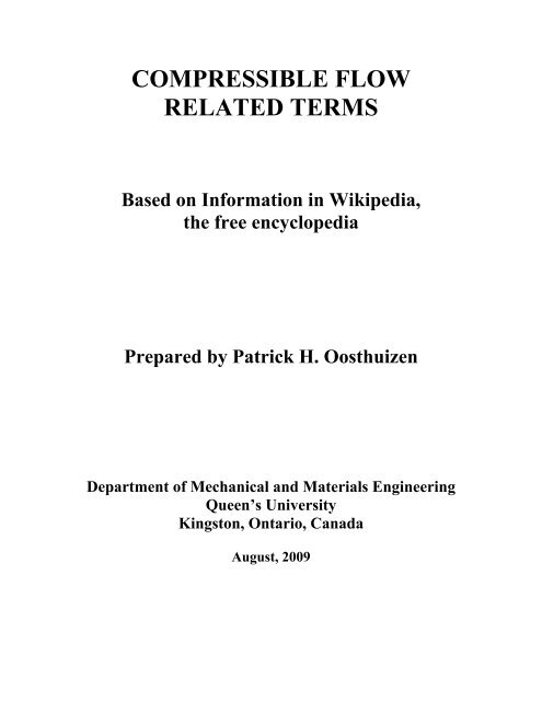 compressible flow related terms - Department of Mechanical and