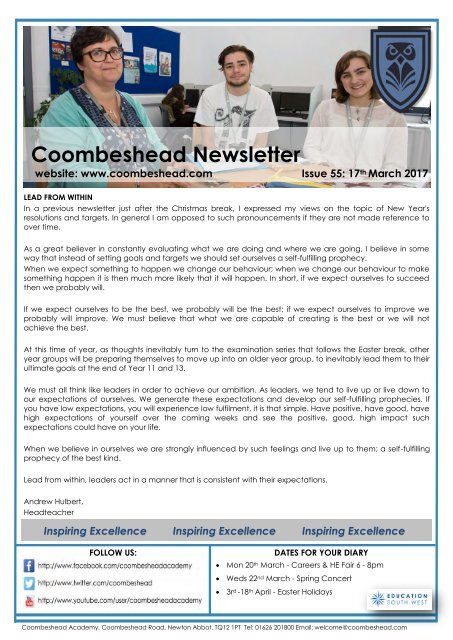 Coombeshead Academy Newsletter - Issue 55