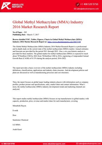 Global-Methyl-Methacrylate-MMA-Industry-2016-Market-Research-Report