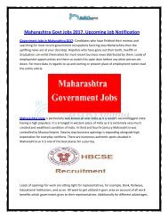 Maharashtra Govt Jobs 2017, Upcoming Job Notification