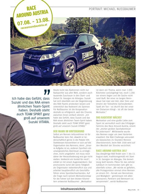 Suzuki Way of Life Magazin Frühling 2017