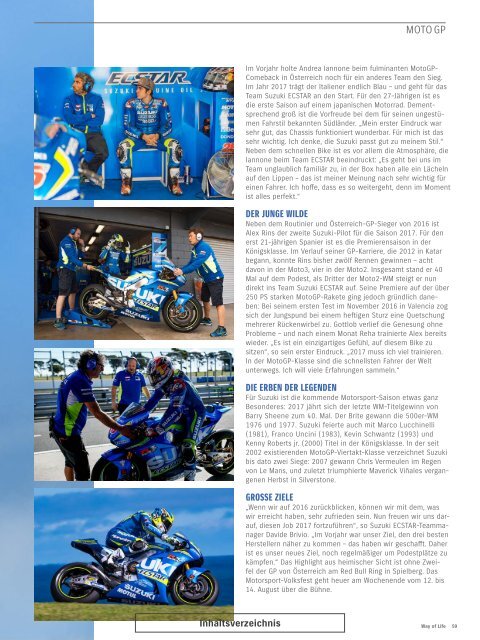 Suzuki Way of Life Magazin Frühling 2017