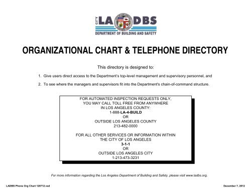 City Of Los Angeles Organizational Chart
