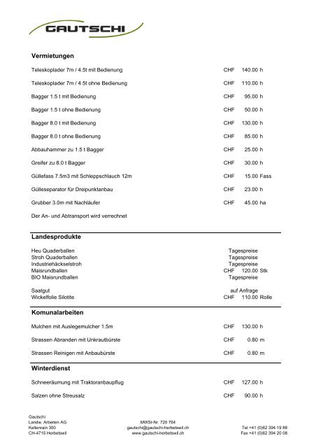 Preisliste 2010