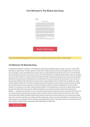 The bluest eye essay