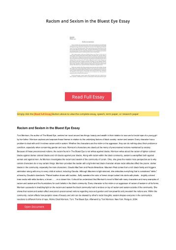 Essay on the bluest eye