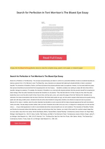 Study Of Adolescence In Toni Morrisonsthe Bluest Eye Search For Perfection In Toni Morrisons The Bluest Eye Essay High School Senior Essay also Research Paper Essay Topics Do My College Assignment For Me