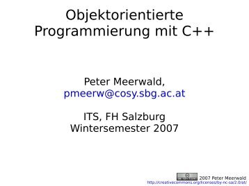 Objektorientierte Programmierung mit C++