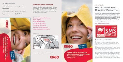 ERGO Versicherung Flyer Unwetter-Warnservice