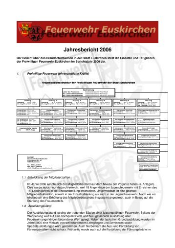 Jahresbericht 2006 - Freiwillige Feuerwehr der Stadt Euskirchen