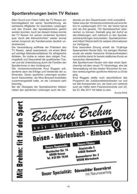 Profil - beim Turnverein Reisen!