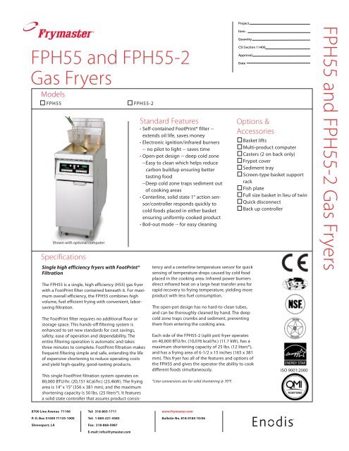Fph55 FPH55 And FPH55-2 Gas Fryers - Frymaster