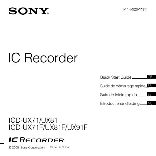 Sony ICD-UX71 - ICD-UX71 Istruzioni per l'uso Francese