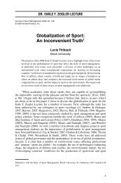 Globalization of Sport: An Inconvenient Truth1 - North American ...