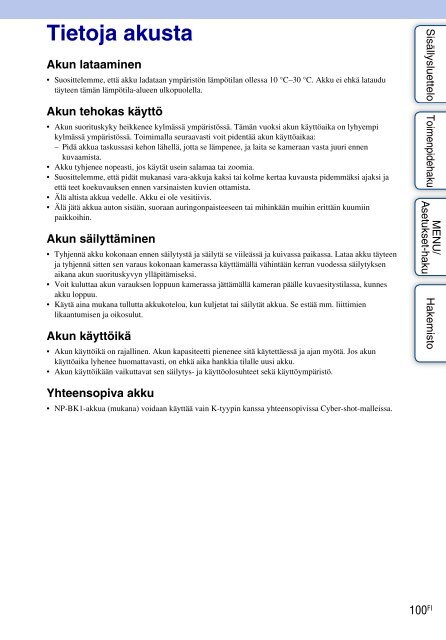 Sony DSC-W190 - DSC-W190 Consignes d&rsquo;utilisation Finlandais