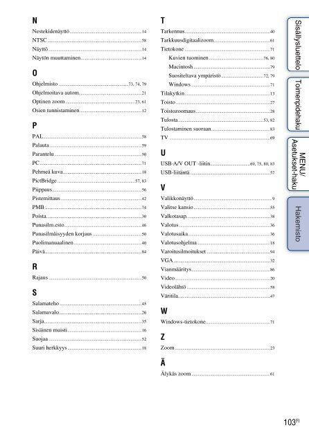 Sony DSC-W190 - DSC-W190 Consignes d&rsquo;utilisation Finlandais