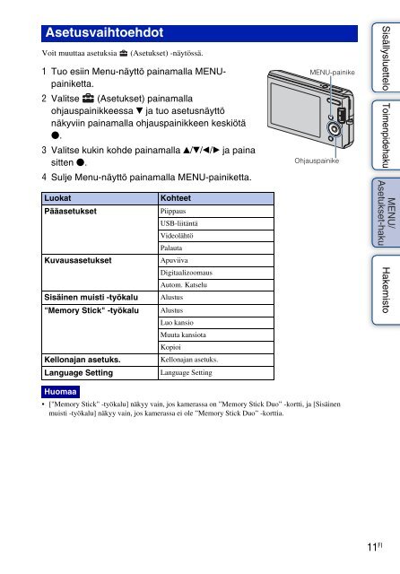 Sony DSC-W190 - DSC-W190 Consignes d&rsquo;utilisation Finlandais