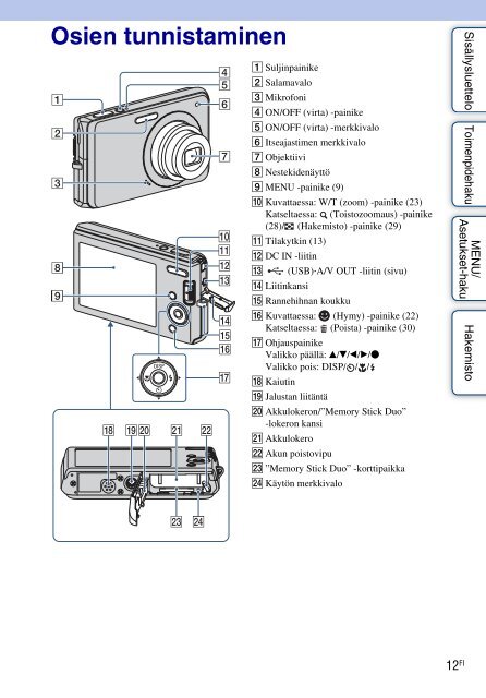 Sony DSC-W190 - DSC-W190 Consignes d&rsquo;utilisation Finlandais