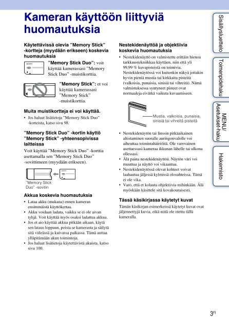 Sony DSC-W190 - DSC-W190 Consignes d&rsquo;utilisation Finlandais