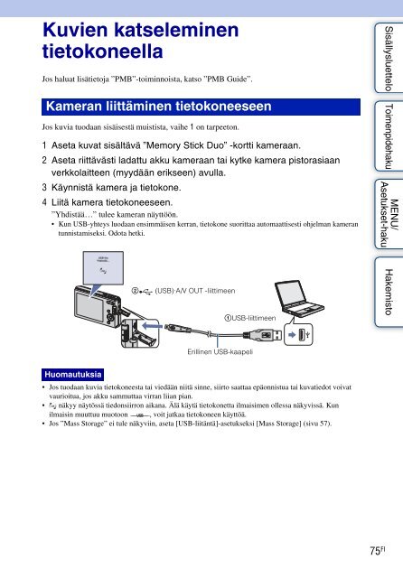 Sony DSC-W190 - DSC-W190 Consignes d&rsquo;utilisation Finlandais