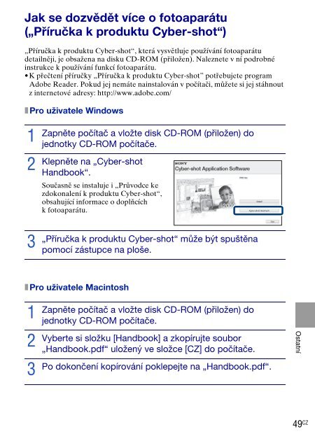 Sony DSC-W190 - DSC-W190 Consignes d&rsquo;utilisation Tch&egrave;que