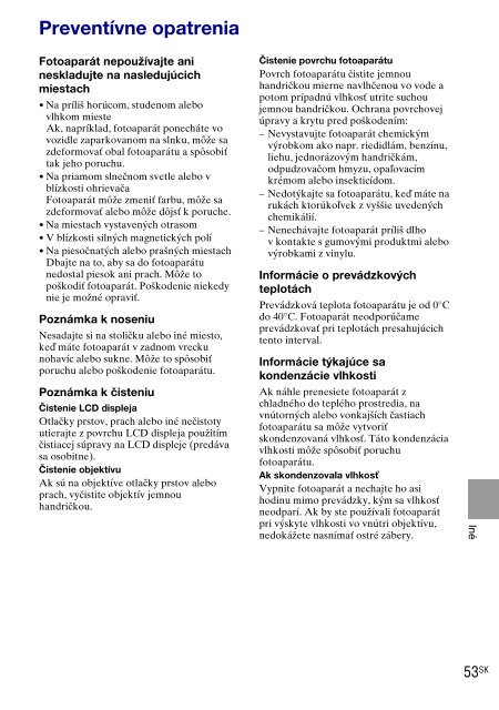 Sony DSC-W190 - DSC-W190 Consignes d&rsquo;utilisation Slovaque