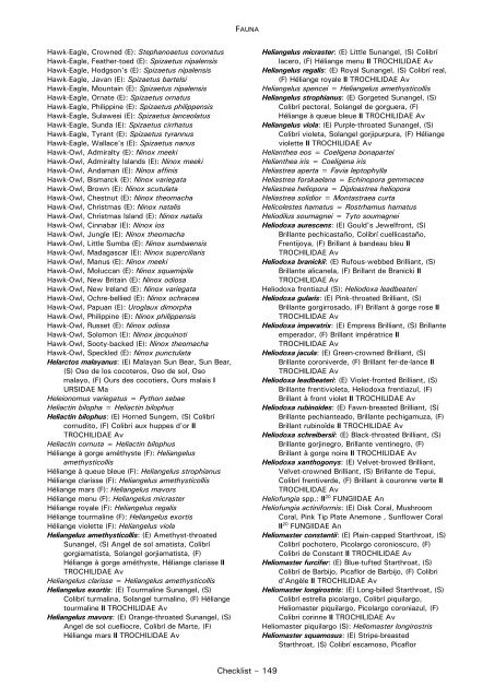 CHECKLIST OF FAUNA - Cites