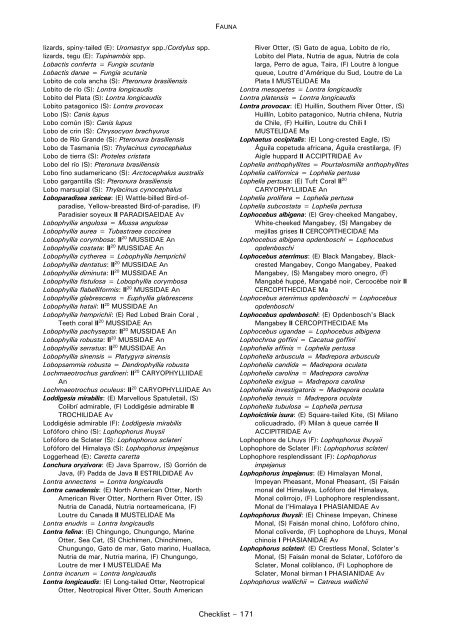 CHECKLIST OF FAUNA - Cites