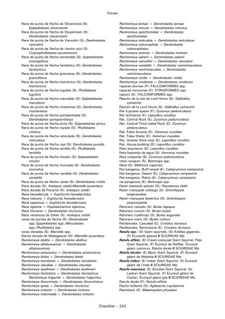 CHECKLIST OF FAUNA - Cites