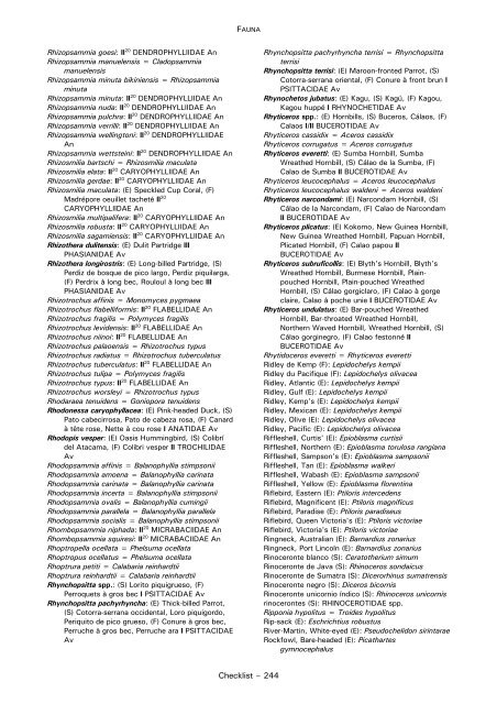 CHECKLIST OF FAUNA - Cites